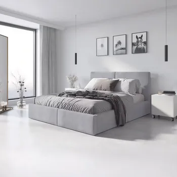 Postel SMB Čalouněná postel s úložným prostorem HILARY 2, 120x200 cm Barva: SWING 16 (světle šedá)