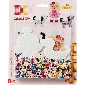 Dětské navlékací korálky Hama 4214 - Velký blistr - Dívka se psy