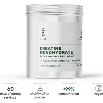 Kreatin L Cell | Kreatin monohydrát – extra jemně mletý prášek 5 000 mg kreatinu + 1,5 mg zinku na dávku • bez příchutí • 300 g