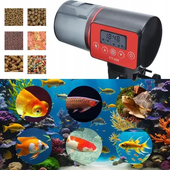 Krmítko pro ptáka AUTOMATICKÉ KRMÍTKO DÁVKOVAČ KRMIVA PRO RYBY DO AKVÁRIA 4 KRMENÍ 200 ML