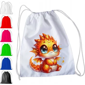 Obraz BÍLÝ SÁČEK DO ŠKOLKY, ŠKOLY, NA TV - ORANŽOVÝ DRAK