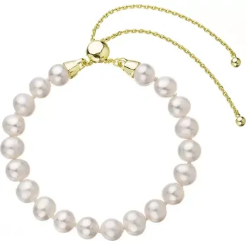 Náramek Pozlacený náramek z pravých říčních perel bílý nastavitelný 23023.1
