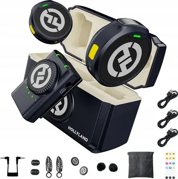 Bezpečnostní kamera Kravatový bezdrátový mikrofon Hollyland Lark M2 pro kamery, dosah 300 m (2 vysílače + 1 přijímač)