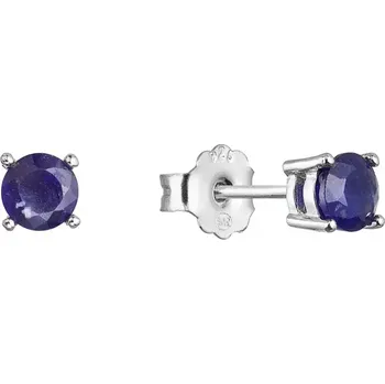 Náušnice Stříbrné náušnice pecky s pravými minerálními kameny temně modré 11483.3 sapphire blue