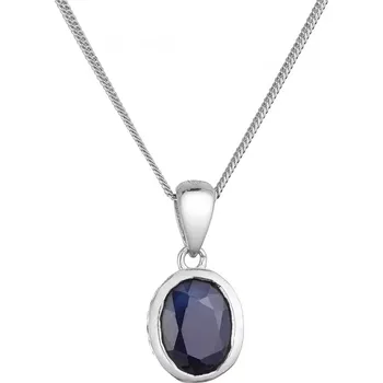 Náhrdelník Stříbrný náhrdelník s pravým minerálním kamenem temně modrý 12087.3 dark sapphire
