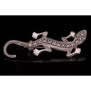 Brož Stříbrná brož ještěrka osazená markazitem Ag 3,9 g