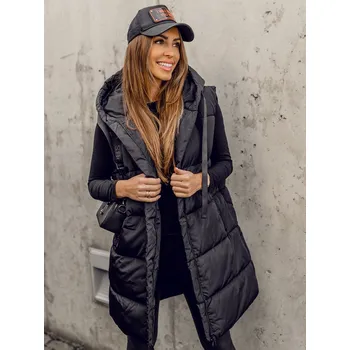 Dámská vesta Černá dámská prodloužená prošívaná vesta oversize Bolf 81266A - XL/54