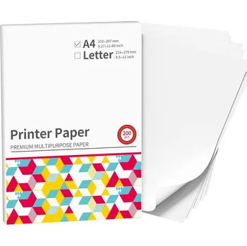 Kancelářský papír Papír A4 pro Laserové a Inkoustové Tiskárny 200 Listů Bílý