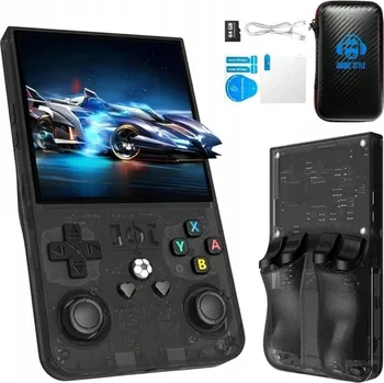Herní konzole R36 MAX PŘENOSNÁ HERNÍ KONZOLE S JOYSTICKEM LINUX RETRO HRY 64GB PAMĚŤOVÁ KARTA