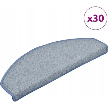 Nášlap na schod Kobercové nášlapy na schody 30 ks 65x24x4 cm Světle šedé a modré, půlkruhové