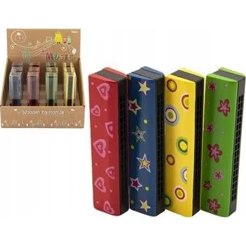 Hudební nástroj pro děti Teddies Harmonika dřevěná 13cm