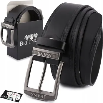 Opasek Pásek pánský kožený premium široký 4 cm klasický černý Beltimore Jeans