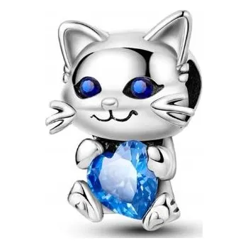 Přívěsek Přívěsek kočka kotě se srdíčkem, stříbro 925