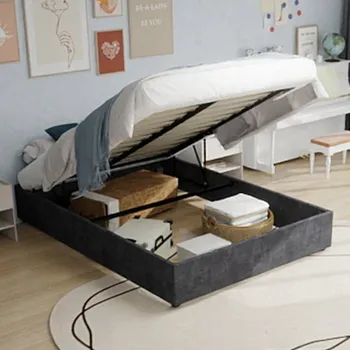 Postel Jednolůžková dřevěná postel Arhatreya 160x200 cm šedá