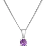 Stříbrný náhrdelník s pravým minerálním kamenem fialový 12078.3 amethyst
