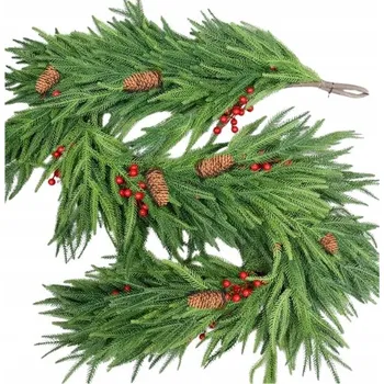 Vánoční dekorace Girlanda choinkowa świąteczna sztuczna silikonová jako přírodní větvička