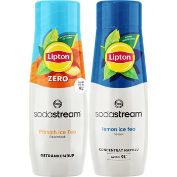 Příprava sody 2x sirup SodaStream Lipton Ice Tea Peach Zero bez cukru + Ice Tea Lemon