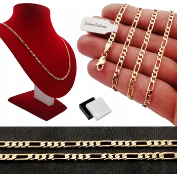 Řetízek ELEGANTNÍ ZLATÝ ŘETÍZEK Z CHIRURGICKÉ OCELI FIGARO 50 cm 3 mm 18K