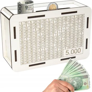 Pokladnička Škrtací pokladnička Decortrend bílá dřevěná 10 cm