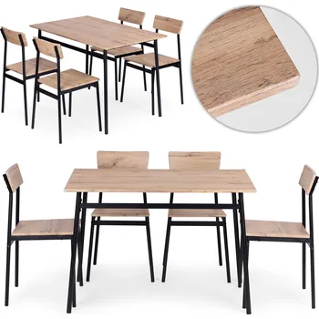 Kuchyňský jídelní set stůl + 4 židle, světlé dřevo, ModernHome