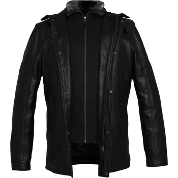 Pánská větrovka MAX Pánská kožená bunda 8062 černá