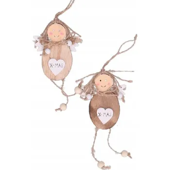 Vánoční dekorace Dřevění Andělíčci na stromeček 2 ks