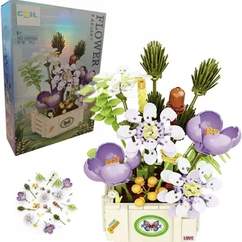 ostatní stavebnice SADA STAVEBNÍCH STAVEBNICE KVĚTINOVÁ KYTICE V KVĚTINÁČI 519 DÍLŮ COIL