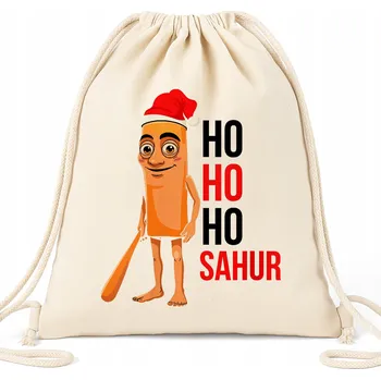 Školní batoh SÁČEK BATOH BÉŽOVÝ ŠKOLNÍ NA BOTY DÁREK VÁNOCE BRAIN ROT HO SAHUR VZORY