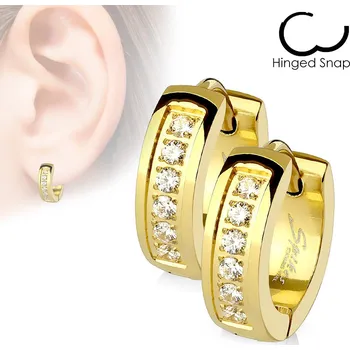 Náušnice Steel Edge Náušnice kroužky se zirkony 3305 Barva: Zlatá