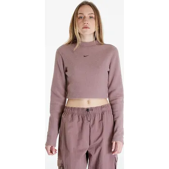 Top Nike Sportswear Phoenix Plush Women's Long-Sleeve Crop Top Smokey Mauve/ Black M