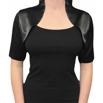 Bolerko Klasické saténové bolerko černé s rukávem po loket - KLAUDIA 50