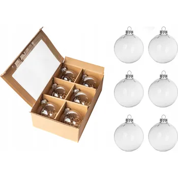 Vánoční dekorace Vánoční Baňky SKLENĚNÉ průhledné vánoční sada 8 cm 6 ks