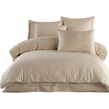 Povlečení Povlečení bavlněné 160x200 satén s gipiurou, béžová barva