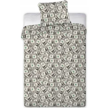 Povlečení POVLEČENÍ DOLARY PENÍZE BANKOVKY BAVLNA 160x200