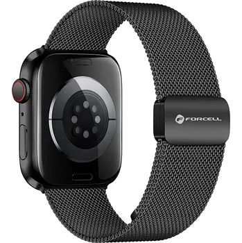 Řemínek na hodinky FORCELL F-DESIGN FA14 magnetický řemínek z nerezové oceli pro hodinky APPLE Watch 42 / 44 / 45 / 49 mm černý