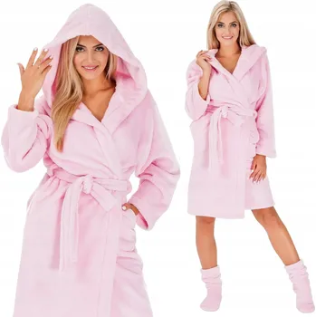 Dámský župan MĚKKÝ ŽUPAN NANCY L/XL PINK RŮŽOVÝ + PONOŽKY