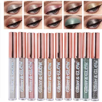 Oční stíny Sada 10 Lesklých Tekutých Očních Stínů s Aplikátorem