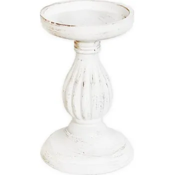 Vánoční dekorace UH Svícen dřevo pr.11/17cm b ílá patina