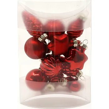 Vánoční ozdoba UH Set skleněných ozdobiček červených, 2,5cm