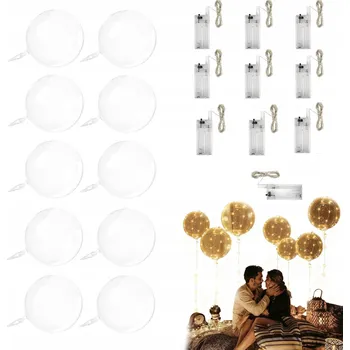 Balónek Sada LED balónků s heliem Bobo Balónky na VALENTÝNA svatba 10 KS