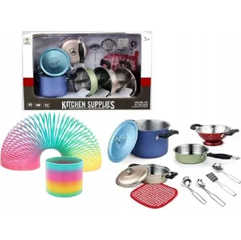 Sada nádobí SADA KOVOVÝCH HRNCŮ NÁDOBÍ KUCHYŇSKÉ POTŘEBY PRO DĚTI 988-C27 +DÁREK