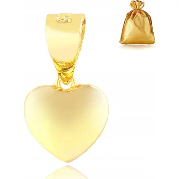 Přívěsek ZLATÝ PŘÍVĚSEK NA ŘETÍZEK 585 PŘÍVĚSEK STŘÍBRNÉ HLADKÉ SRDCE CELEBRITKA
