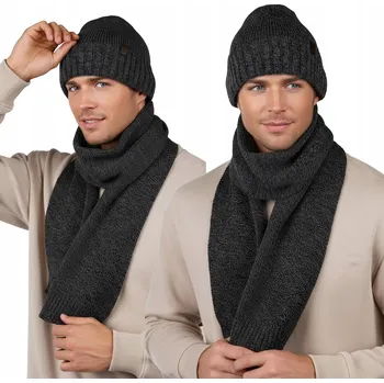 Čepice PÁNSKÝ SET ČEPICE ČEPICE, ŠÁLA, TEPLÝ, MÓDNÍ, ZIMNÍ, Polské výroba 23001