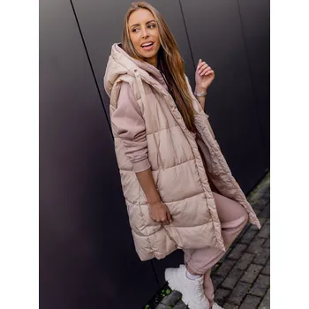 Světle béžová dámská prodloužená prošívaná vesta oversize Bolf 81266A - L/52