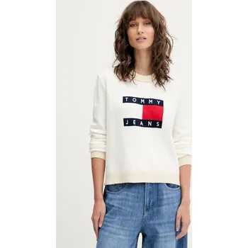 Dámský svetr Svetr Tommy Jeans dámský, béžová barva, DW0DW20970 01X, vel. M