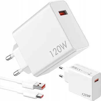 RYCHLÁ SÍŤOVÁ NABÍJEČKA PRO TELEFON TYP-C USB-A 120W + 1M KABEL