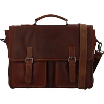 Kabelka Velká pracovní pánská kožená taška Enzo Green Wood, tmavě hnědá