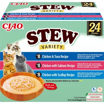 Krmivo pro kočku Inaba Cat Ciao Stew 24x40g Doplňkové Krmivo Pro Kočky Vývar Mix Chutí