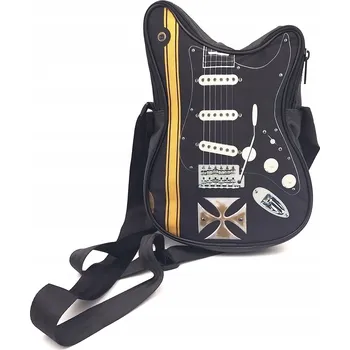 Černá kabelka přes rameno ve tvaru kytary s maltézským křížem