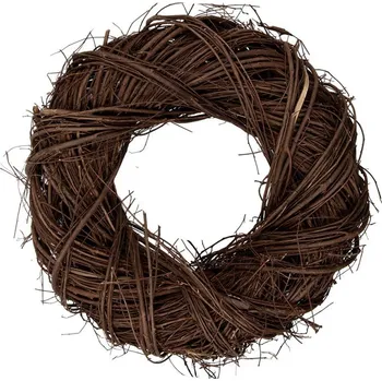 Věnec Přírodní hnědý proutěný věnec Woodly S - Ø 35*9cm